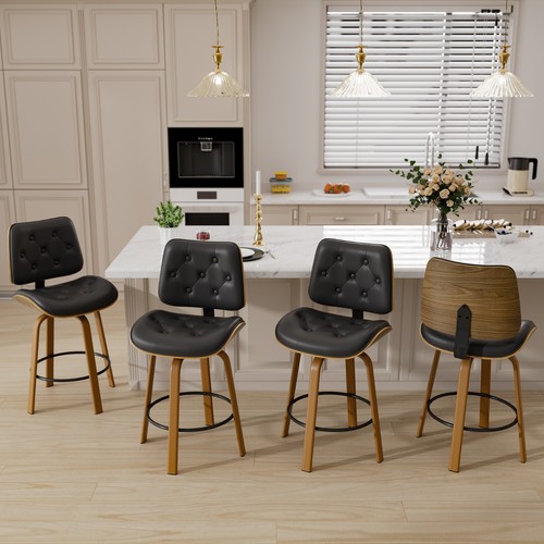 Bentwood leather bar stools - leather,